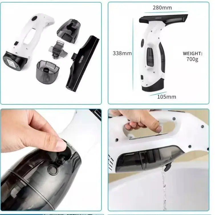 20W Beyaz Kablosuz Şarjlı Otomatik Taşınabilir Cam ve Pencere Temizleyici Homycrate