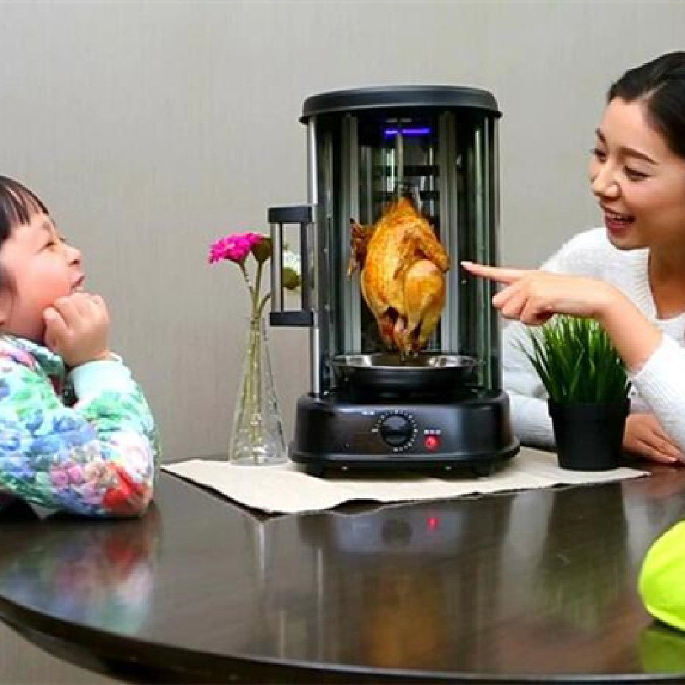 Home Grill Electric Rotisserie | Indoor Smokeless Chicken & Skewer Stove